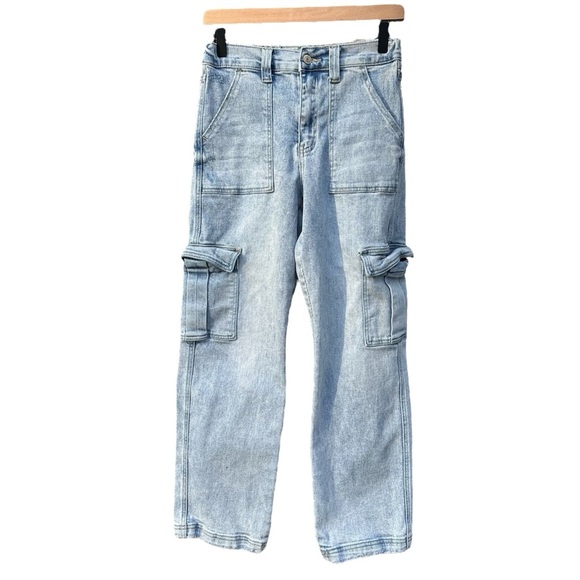 Vervet Flying Monkey Super High Rise Devin Cargo Dad Jeans Light Wash 26 T5926 - Picture 4 of 11